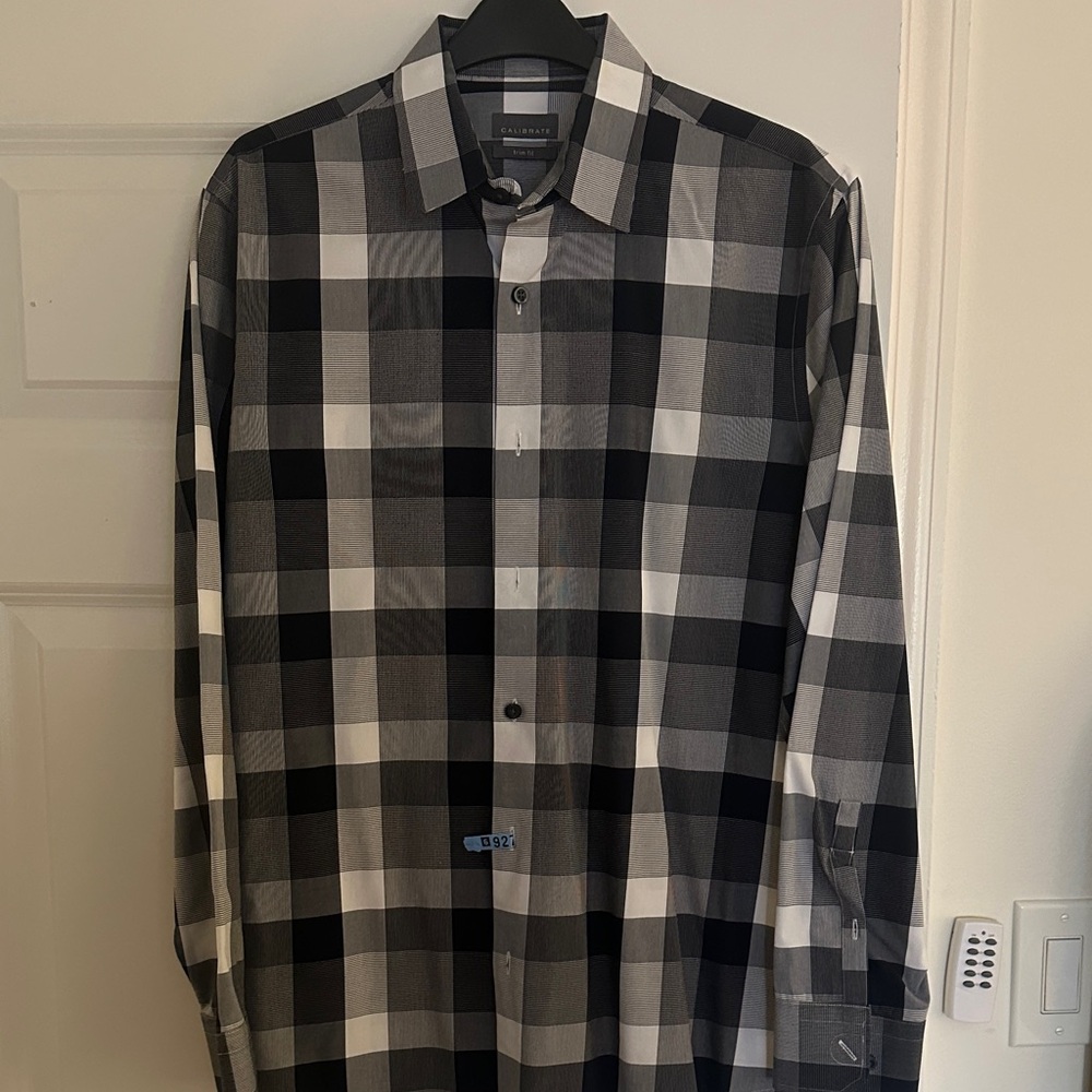 C2 by Calibrate Navy and Gray Plaid Men's Shirt